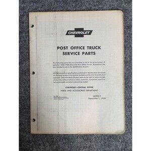 1960 Chevrolet Post Office Truck Service Parts Catalog GM Manual